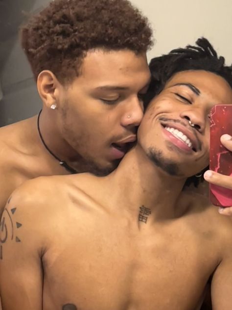 Black Mlm Couple, He Wants Me Fr, White Ink Tattoo On Dark Skin, Black Gay Couple Aesthetic, Cute Gay Couple Aesthetic, New Job Opportunity, Bigger House, Got The Job, Jake Sully