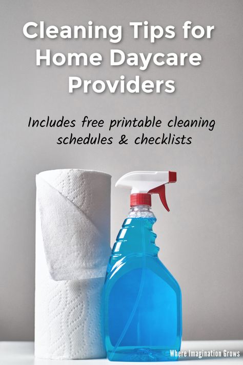 Printable home daycare cleaning schedule and checklist. These simple cleaning tips can help make your family child care program sparkle while helping daycare providers become more efficient and spend less time cleaning! #homedaycare #childcare #daycare Free Printable Cleaning Schedule, Family Daycare, Home Day Care, Cleaning Checklist Template, Infant Lesson Plans, Family Child Care, Cleaning Schedule Printable, Daycare Providers, Early Learning Centre