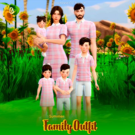 SUMMER FAMILY OUTFIT 🌞 - Base game compatible - All ages - 18 items - Full body and Top - 29 Swatches (Full colors and patterns) - All LOD's and Maps Remember, all my CC is: - For all types of bodies 🍑 - Available on Patreon ✅ 📌 Link to download in bio If you use it, tag me in your photos, I love to see when you use my cc 🥰 @thesims #sims #sims4 #s4cc #ts4cc #ts4ccfinds #ts4mm #thesims4highschoolyears #highschool #highschoolcc #sims4añoshighschool #kpopccsims4 #maxismatch #boschianacc #sim Sims 4 Cc Family Clothes, Sims 4 Matching Outfits, Sims 4 Cc Matching Outfits, Sims 4 Cc Matching Family Outfits, Sims 4 Matching Family Outfits Cc, Sims 4 Family Poses, Outfit Base, Toddler Poses, 4 Family