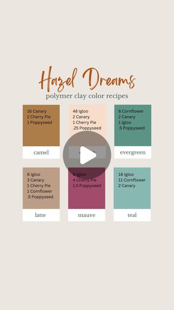 Polymer Clay Color Combinations, Sculpey Souffle Color Recipes Free, Clay Color Recipe Free, Polymer Clay Color Mixing Recipes Free, Sculpey Souffle Color Recipes, Premo Color Recipes, Free Polymer Clay Color Recipes, Fall Clay Color Recipes, Free Clay Color Recipes