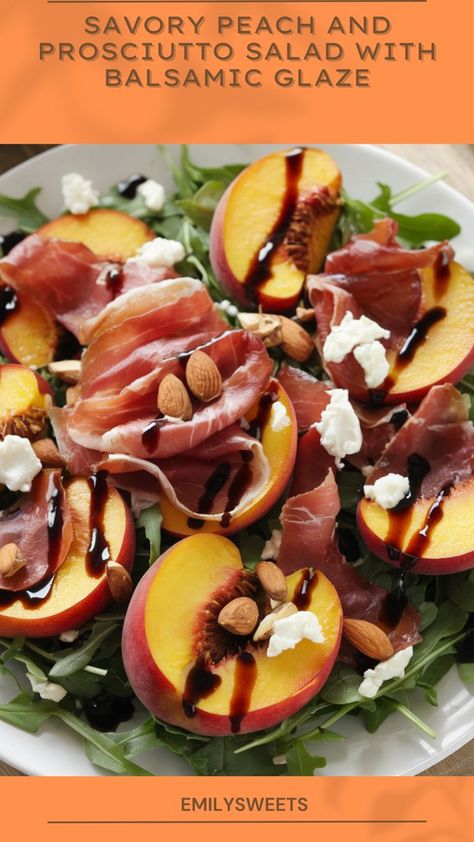 Looking for a stylish salad that’s easy to make? This peach and prosciutto recipe is the perfect combination of juicy fruit, salty prosciutto, and fresh greens. Perfect for entertaining or a sophisticated weeknight meal, it’s sure to impress! Peach Prosciutto, Healthy Peach Recipes, Peach Salad Recipes, Prosciutto Recipe, Prosciutto Salad, Prosciutto Recipes, Fancy Appetizers, Peach Recipes, Peach Salad