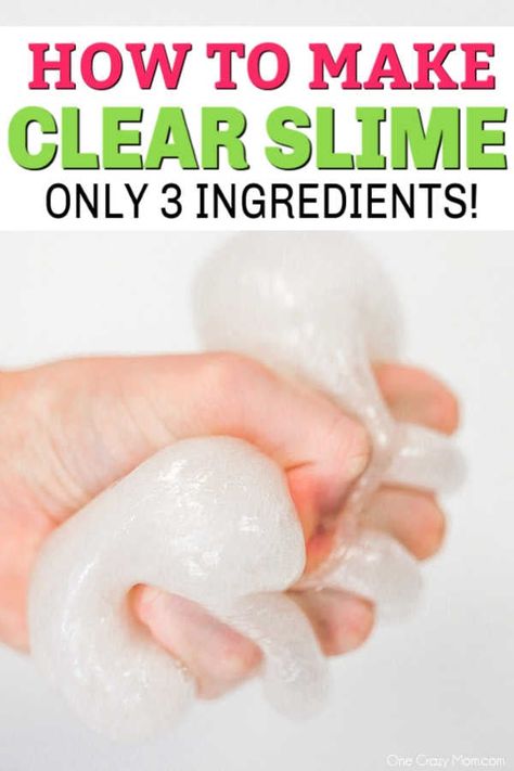 Learn how to make clear slime with only 3 ingredients. This is the perfect activity for the kiddos. Give this a try for a super easy slime recipe. One Ingredient Slime, Clear Slime Recipe, How To Make Floam, Ways To Make Slime, How To Make Glue, Clear Glue Slime, Slime Ingredients, Homemade Playdough Recipe, Easy Slime Recipe