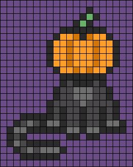 Alpha pattern #132544 | BraceletBook Modele Pixel Art, Autumn October, Pumpkin Cat, Easy Pixel Art, Pixel Art Templates, Diy Perler Bead Crafts, Pixel Crochet, Pix Art, Pixel Art Grid