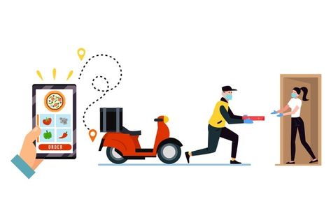 Delivery Service Design, Delivery Design, Masks Design, Delivery Food, Food Delivery App, Business Pictures, Order Food Online, Restaurant Signs, Delivery App