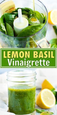 Healthy Homemade Salad Dressing Recipes, Lemon Basil Vinaigrette, Lemon Salad Dressings, Lemon Vinaigrette Dressing, Homemade Salad Dressing Healthy, Vinaigrette Dressing Recipe, Lemon Salad, Basil Vinaigrette, Super Salads