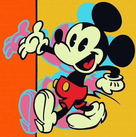 Smiling Painting, Painting Spongebob, Mickey Mouse Pop Art, Disney Pop Art, Disney Canvas Art, Pop Art Drawing, Mickey Mouse Art, Pop Art Illustration, Simple Canvas Paintings