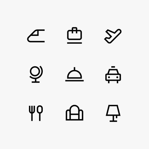 Works / 2016 | Pictogram: Minimal  Pixel perfect on Behance Minimal Icon Design, Minimal Icon, Hotel Icon, Work Icon, Pictogram Design, Poster Mockup Psd, Icon Design Inspiration, Graphic Design Assets, Minimalist Icons