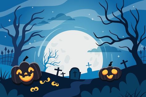 Free vector hand drawn flat halloween ba... | Free Vector #Freepik #freevector #halloween-wallpaper #halloween-background #halloween #spooky-background Halloween Vector Illustration, Halloween Design Illustration, Halloween Pc Wallpaper, Ide Halloween, Fundo Halloween, Halloween Cartoon Art, Ghost Animation, Halloween Backgrounds Wallpapers, Banner Reference