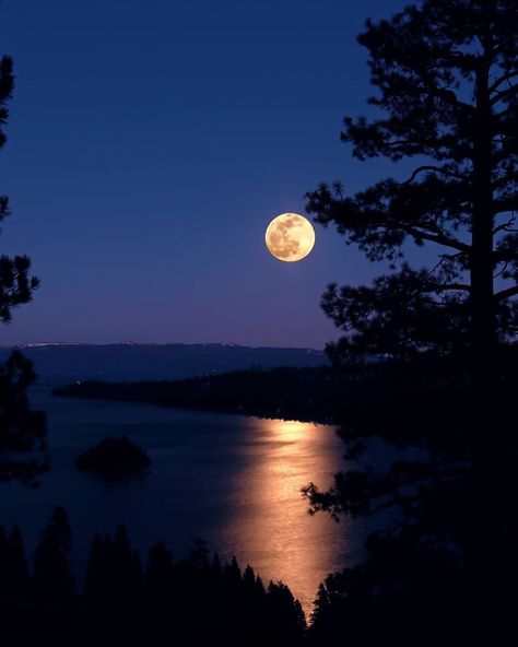 Lake Tahoe, CA & NV on Instagram: “Super Snow Moon over Emerald Bay 🌝 📷 @iancallahan_photography . Follow @laketahoe.official for more pictures of Tahoe . Tag…” Nocturnal Paintings, Snow Moon, White Background Wallpaper, Emerald Bay, Night Sky Painting, Moonlit Sky, Moon Images, Lake Painting, Night Forest