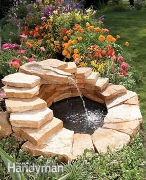 Carving stone requires years of training, extraordinary skill and endless patience—or you can cheat and use power tools. Concrete Fountain Diy, Water Fountain Design, Concrete Fountains, Diy Water Feature, Diy Water Fountain, Small Pond, Fountains Backyard, Diy Garden Fountains, Diy Fountain