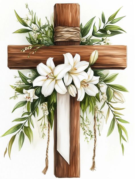 20 Lily Cross Easter Clipart, Floral Crucifix Watercolor Biblical Printable, Craft Paper, Digital Download, Sublimation, Junk Journal Decal - Etsy Watercolor Crosses Painting, Easter Watercolor Christian, Easter Lilies Painting, Easter Cross Watercolor Painting, Cross Clipart Christian, Easter Image, Easter Resurrection, Easter Clipart, Easter Images