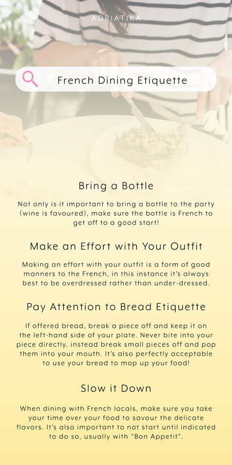 Etiquette Aesthetic, Eating Etiquette, French Dinner Party, French Dinner Parties, French Dinner, French Beauty Secrets, Dining Etiquette, Good Manners, French Beauty