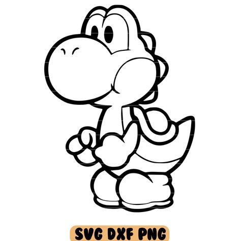 Yoshi Clipart, Yoshi Silhouette, Yoshi Drawing, Download Button, White Tattoo, Friend Pictures, Super Mario, Etsy Account, Digital Files