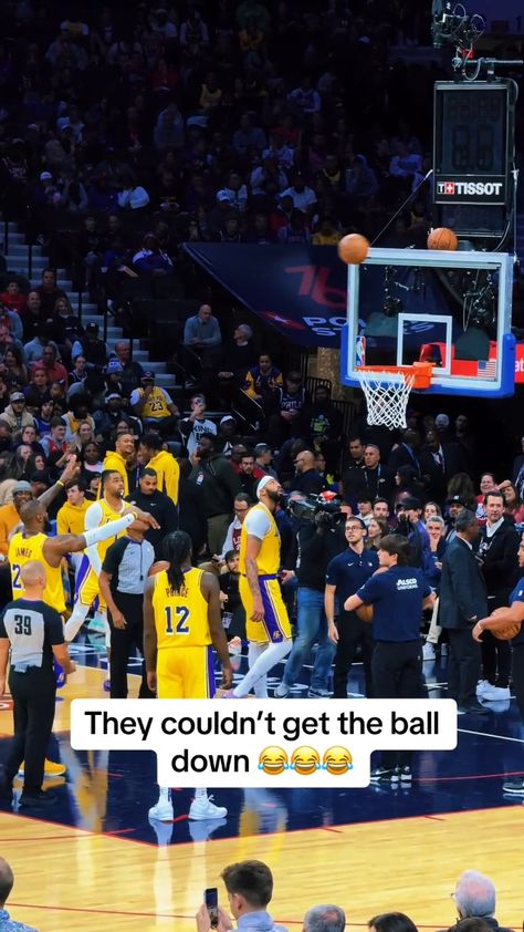 LeBron got the second ball stuck while trying to get the original one down 😂 #lebron #lakers #lebronjames #sixers #nba #basketball #basketballtiktok Basketball Memes Funny, Basketball Fanart, Basketball Memes, Basketball Videos, Basketball Stuff, Basketball Is Life, Ball Is Life, Weird Funny, First Down