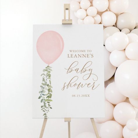 Light Blue Baby Shower Ideas, Blue Balloon, Baby Shower Supplies, Eucalyptus Greenery, Elegant Watercolor, Twins Baby Shower, Shower Welcome Sign, Shower Sign, Baby Shower Welcome Sign