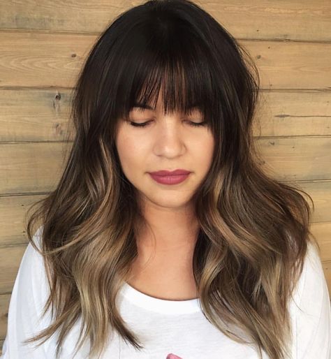 1,891 Likes, 22 Comments - ✨BALAYAGE & BEAUTIFUL HAIR  (@bestofbalayage) on Instagram: “Nothing says FALL like Bangs & Balayage! So pretty By @jillian_r #Bestofbalayage #showmethebalayage” Medium Balayage Hair, Bangs And Balayage, Brown Hair Bangs, Balayage Hair Dark, Caramel Hair, Brunette Balayage Hair, Brown Hair Balayage, Brown Balayage, Hair Color Techniques