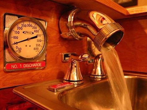 Awesome bar faucet! Man Cave Bathroom Ideas, Fire House Decor, Firefighter Bar, Fire Dept Decor, Firefighter Man Cave, Firefighter Room, Sink Remodel, Cave Bathroom, Firefighter Home Decor