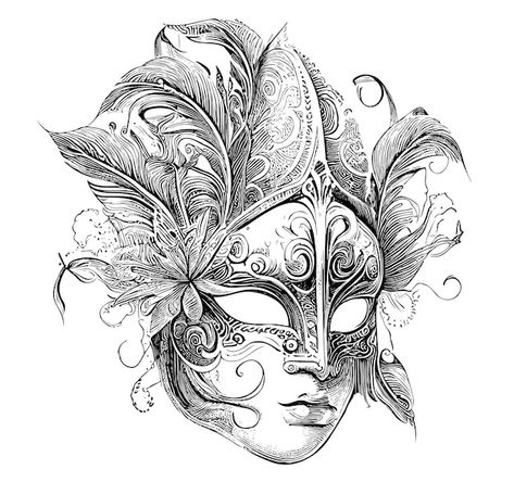 Vector carnival mask retro hand drawn sk... | Premium Vector #Freepik #vector #venetian-mask #masquerade #masquerade-mask #party-mask Masquerade Mask Tattoo Design, Venetian Mask Tattoo Design, Venetian Masks Drawing, Masquerade Mask Drawing, Venetian Mask Tattoo, Masquerade Mask Tattoo, Mask Sketch, Art Homework, Mirror Drawings