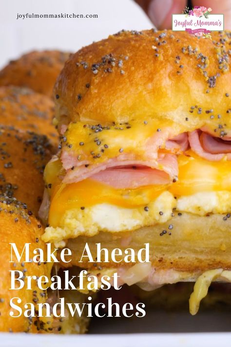 Quick Portable Breakfast, Make Ahead Breakfast Sammies, Brunch Egg Sandwiches, Christmas Morning Breakfast Sliders, Christmas Morning Breakfast Sandwiches, Breakfast Sandwiches For A Group, Ham Egg And Cheese Breakfast Sliders, Brunch For 150 People, Tailgate Breakfast Sliders