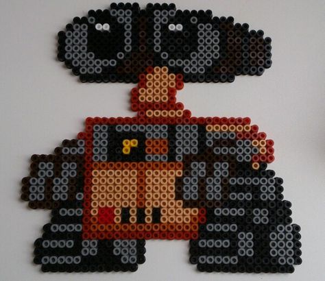 Wall-E hama perler beads by Sonja Ahacarne Hama Mini, Hamma Beads Ideas, Unique Cross Stitch, Perler Creations, Pixel Beads, Hamma Beads, Beads Design, Hama Beads Design, Beads Ideas