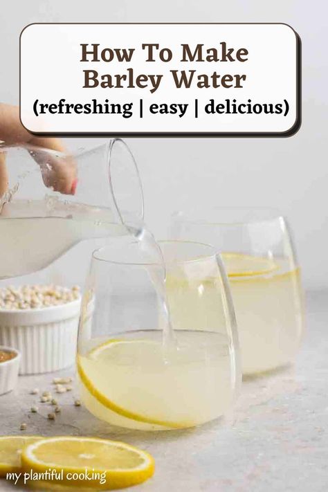 Make this refreshing lemon barley water with just 4 simple ingredients! This healthy and cooling drink is nutty in flavor and can be enjoyed either chilled or hot. Lemon Barley Water Recipe, Barley Water Recipe, Lemon Barley Water, Barley Recipes, Barley Beer, Barley Water, Barley Recipe, Vegan Asian Recipes, Vegan Asian