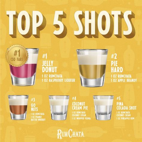 Rumchata Shots, Easy Shot Recipes, Pool Party Bachelorette, Shots Alcohol Recipes, Rumchata Recipes, Shots Recipes, Bartender Drinks Recipes, Fun Drinks Alcohol, Bartender Drinks