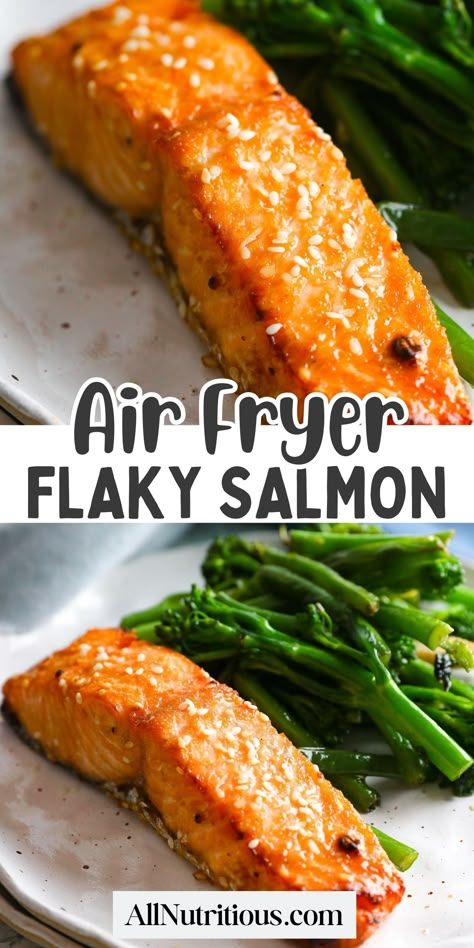 Looking for air fryer recipes to make cooking a breeze? This simple and healthy meal idea is perfect for two, combining all the benefits of salmon with the convenience of your air fryer. Satisfy your taste buds and nourish your body with this quick easy recipe! Enjoy this delicious family dinner. Healthy Dinner Recipes That Taste Good, Low Cal Salmon Dinner, Ninja Foodi Air Fryer Recipes Healthy, Air Fryer Diet Meals, Air Fryer Lunch Recipes Healthy, Healthy Dinner Air Fryer Recipes, Healthy Dinner Recipes Weight Watchers, Dinner Ideas Healthy Clean Eating Low Carb Delicious Recipes, Mediterranean Diet Recipes Air Fryer