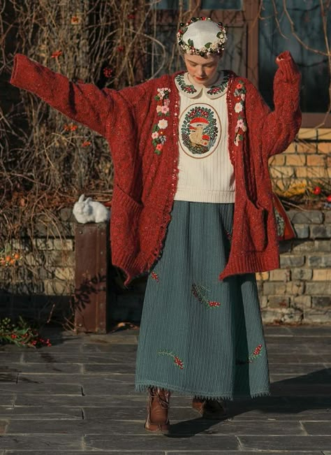 Grandma Style, Art Sweater, 일본 패션, Look Retro, Mori Girl, 가을 패션, Character Outfits, Mode Inspiration, Looks Vintage