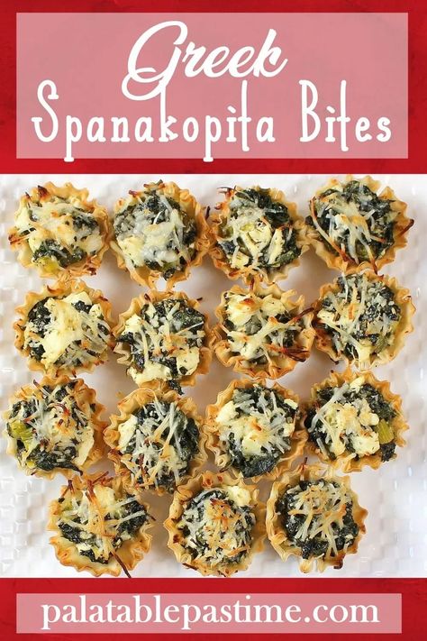 Spinach Phyllo Cups, Spanicopita Recipe Phyllo Dough, Spanicopita Recipe, Spinach Pastries, Spanakopita Bites, Greek Side Dishes, Philo Dough, Perfect Potatoes, Pillsbury Crescent