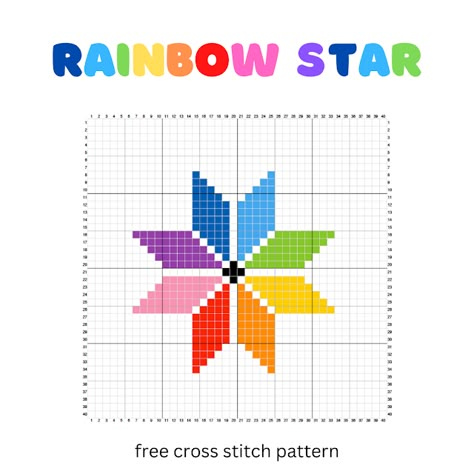 Rainbow Cross Stitch Patterns, Dmc Cross Stitch Patterns Free, Rainbow Cross Stitch Pattern Free, Star Cross Stitch Pattern, Cross Stitch Star, Cross Stitch Rainbow, Star Cross Stitch, Rainbow Cross Stitch, Real Rainbow