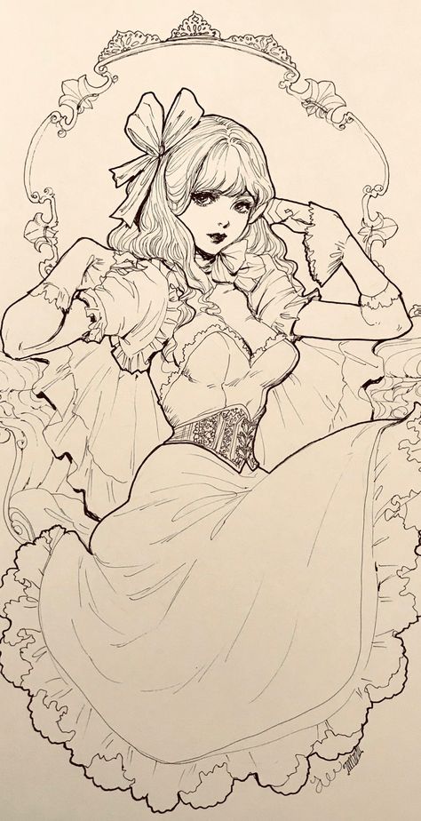 Lace Reference Drawing, Pretty Lady Drawing, Laying In Flowers Drawing, Coloring Artstyle, Doll Poses Reference Drawing, Walking Drawing Poses, Masquerade Drawing, Manga Drawing Sketches, Elegant Poses Reference Drawing