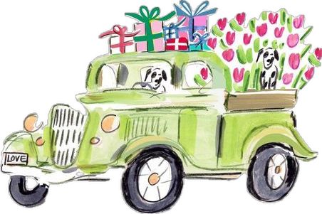 Beth Briggs, Vintage Car Decor, Chic Illustration, Green Truck, Vintage Clip Art, Spring Illustration, Vintage Printable, Images Vintage, Clip Art Vintage