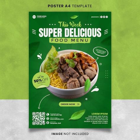 Green Menu Design, Flyer Food Design, Poster Promotion, Brochure Food, Menu Poster, Restaurant Ad, Promo Flyer, Food Promotion, Food Flyer