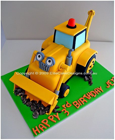 Builder Birthday Cake, Digger Birthday Cake, Amazing Birthday Cakes, Bob The Builder Cake, Digger Cake, Digger Birthday, Birthday Cake Design, Planet Cake, Tractor Cake