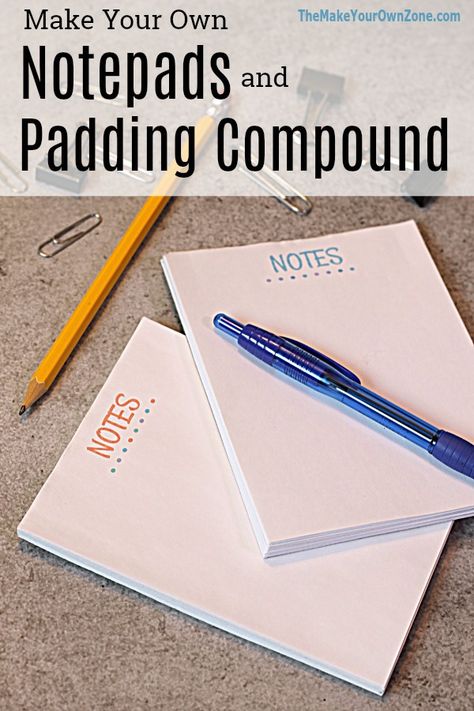 Make your own notepads with this easy recipe for homemade padding compound. Homemade Notepads, Diy Note Pad, Diy Notepad, Notepad Diy, Diy Events, Diy Stationary, Book Binding Diy, Edible Crafts, Custom Notepad