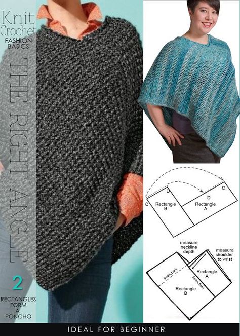 Super easy, 2 rectangles form a poncho | free patterns | DiaryofaCreativeFanatic ༺✿Teresa Restegui http://www.pinterest.com/teretegui/✿༻ Kat Haken, Crochet Poncho Free Pattern, Poncho Knitting Patterns, شال كروشيه, Crochet Abbreviations, Crochet Poncho Patterns, Poncho Pattern, Crochet Poncho, Knitted Poncho