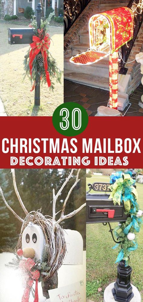 30 Christmas Mailbox Decoration Ideas; Here are some unique and festive ways to dress up your mailbox this Xmas. DIY and easy ways to bring holiday cheer to your mailman! Christmas Mailbox Decorations Diy, Christmas Mailbox Decorations, Mailbox Decorations, Christmas Mailbox, Diy Mailbox, Mailbox Ideas, Mailbox Design, Mailbox Decor, Christmas Mail