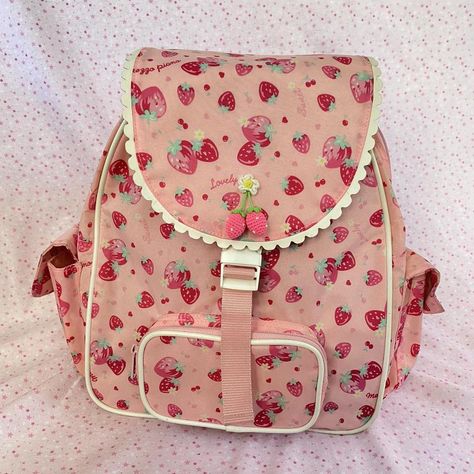 Look what I just found on Depop 🙌 https://depop.app.link/K9JrarKvtub Cute Mini Backpacks, Vintage Strawberry Shortcake, Pink Strawberry, Girly Bags, Mia 3, Cute Strawberry, Cute Backpacks, Pretty Bags, Backpack Bag