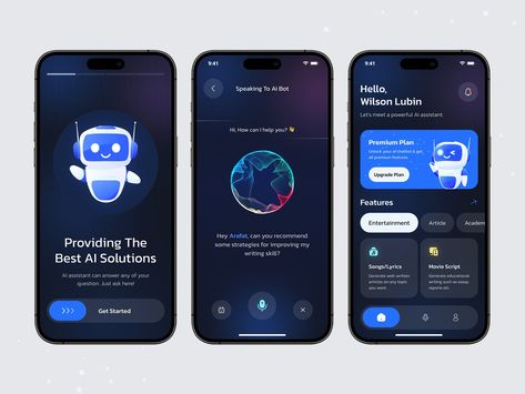 AI Chat Bot Mobile App - With Chat GPT designed by Mainul Islam Arafat. Connect with them on Dribbble; the global community for designers and creative professionals. Creative Mobile App Design, Create Account Ui Design, Chat Box Design, Chat Ui Design, App Design Profile, Chat App Ui, Mobile Chat App, Chatbot App, Mobile App Inspiration