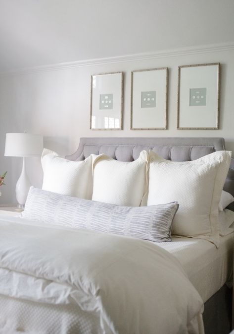 Dress A Bed, Bedroom Pillows Arrangement, California Bedroom Style, California Bedroom, Industrial Decor Bedroom, Gray Interiors, Simple Bed Designs, Beautiful Bedroom Ideas, Tufted Headboards