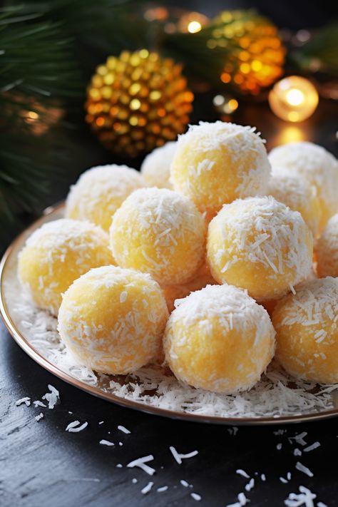 Pineapple Christmas Balls Pineapple Jello, Pineapple Christmas, Vegan Alternatives, Delish Recipes, Festive Treats, Crushed Pineapple, Balls Recipe, Toasted Almonds, No Bake Treats