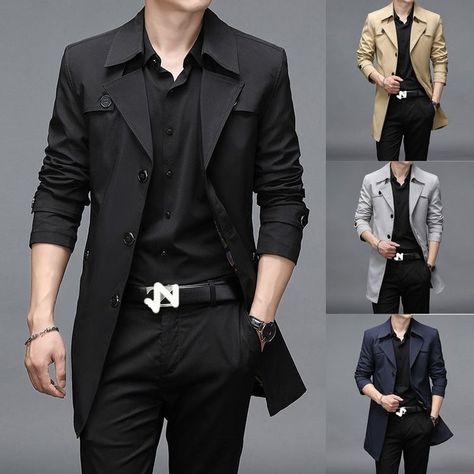 Oversized Trench, Men Outerwear, Tailored Fashion, Black Suit Men, Classy Suits, Classy Outfits Men, Dress Suits For Men, Concept Clothing, Mens Casual Dress Outfits