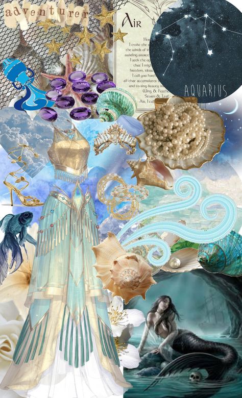 Aquarius Neptune Aesthetic, Aquarius Mood Board Aesthetic, Aquarius Mermaid, Mermaid Core Purple, Aquamarine Mermaid, Aquarius Vibes, Aquarius Water Bearer, Blue Witch, Siren Core