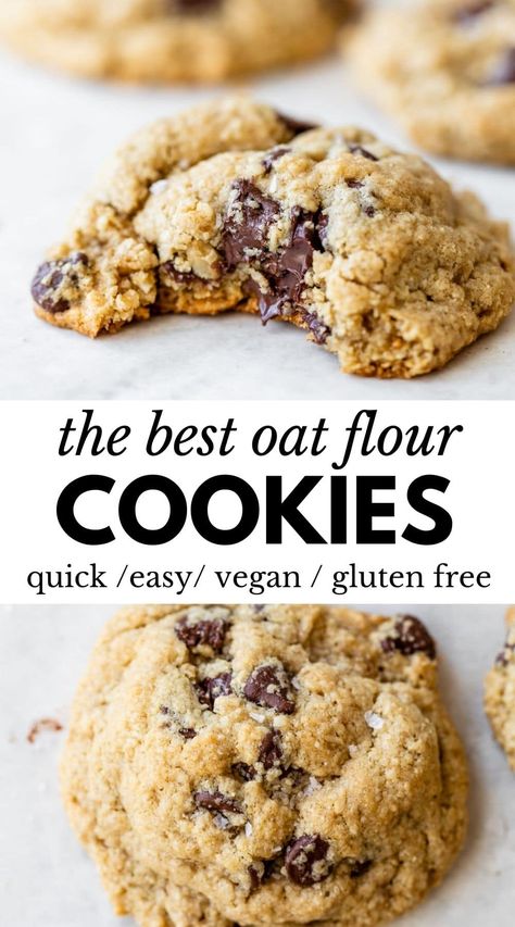 Oat Flour Chocolate Chip Cookies Healthy, Chocolate Chip Cookies With Oat Flour, Gluten Free Oat Flour Cookies, Oat Flower Recipe, Oat Flour Cookie Recipes, Gluten Free Oat Flour Recipes, Vegan Oat Flour Recipes, How To Make Oat Flour, Oat Flour Scones