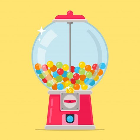 Pink candy machine for kids. multi-color... | Premium Vector #Freepik #vector #food #kids #cartoon #pink Candy Machine Illustration, Candy Illustration, Candy Cartoon, Gum Machine, Rainbow Bubbles, Drawing Machine, Vector Food, Candy Dispenser, Flat Vector Illustration