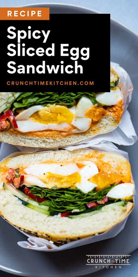 Spicy Sliced Egg Sandwiches Hard Boiled Egg Sandwich, Boiled Egg Sandwich, Easy Lunch Box Recipes, Best Bagels, Hard Boiled Egg, Egg Sandwich, Egg Salad Sandwiches, Cucumber Recipes, Egg Sandwiches