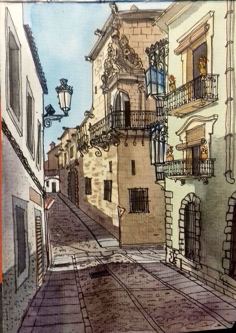 City Sketch, Architecture Portfolio Design, Watercolor Architecture, Architecture Sketchbook, Architecture Drawing Art, Architecture Painting, City Illustration, Urban Sketchers, Urban Sketching