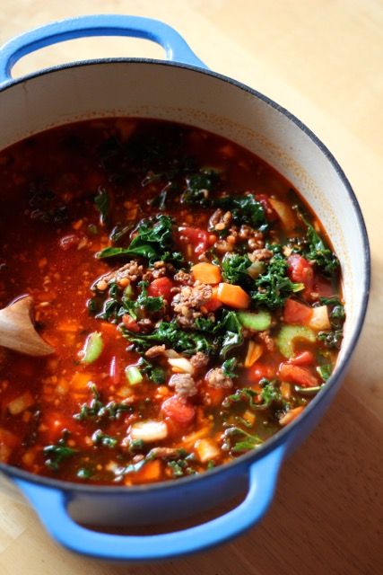 Spicy Chorizo Red Lentil Soup with Kale - Alaska from Scratch Wonderbag Recipes, Lentil Soup With Kale, Chorizo Soup Recipes, Soup With Italian Sausage, Lentil Kale, Chorizo Stew, Chorizo Soup, Soup With Kale, Italian Sausage Soup