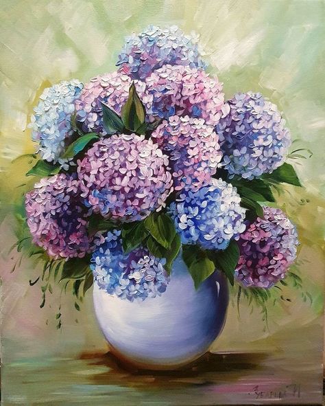 Flower Acrylic Painting, Beautiful Paintings Of Nature, Hydrangea Painting, Easy Flower Painting, Pastel Sec, Flower Art Drawing, Abstract Flower Art, Flower Painting Canvas, Canvas Painting Tutorials