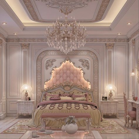 Luxury Bedroom Pink, Rich Girl Bedroom, بيوت ملكية, Royal Bedroom, Fancy Bedroom, Castle Bedroom, Luxury Bedroom Design, Architecture 3d, Pink Bedrooms